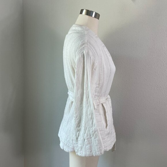 HEI HEI ANTHROPOLOGIE Womens XS Kimono Jacket Metallic Striped Lagenlook - Picture 6 of 13